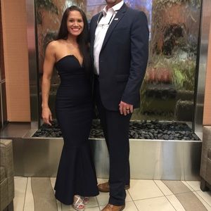 Charlotte Russe Strapless Navy Mermaid Dress XS